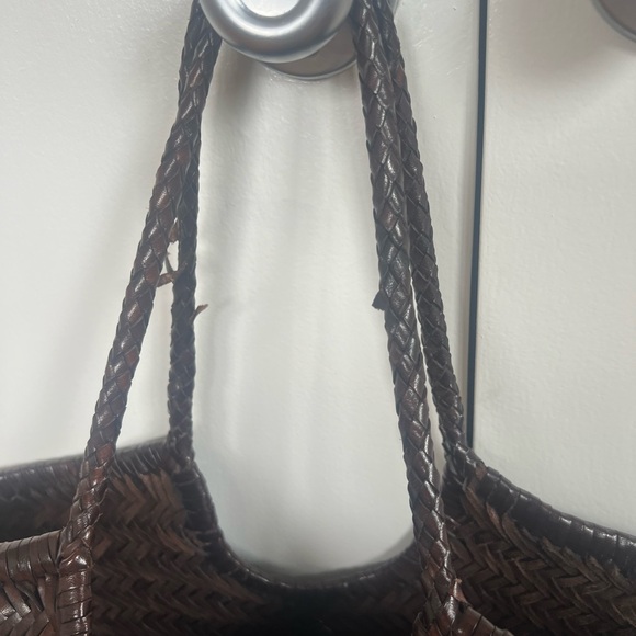 Dragon Diffusion Dark Brown Woven Leather Tote Bag - Picture 3 of 4